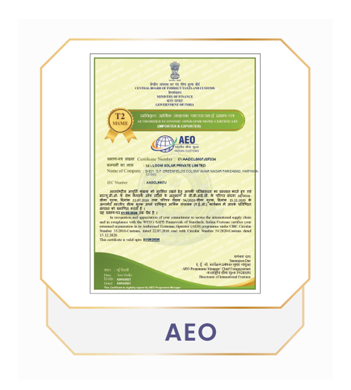 Loom Solar certificate 9